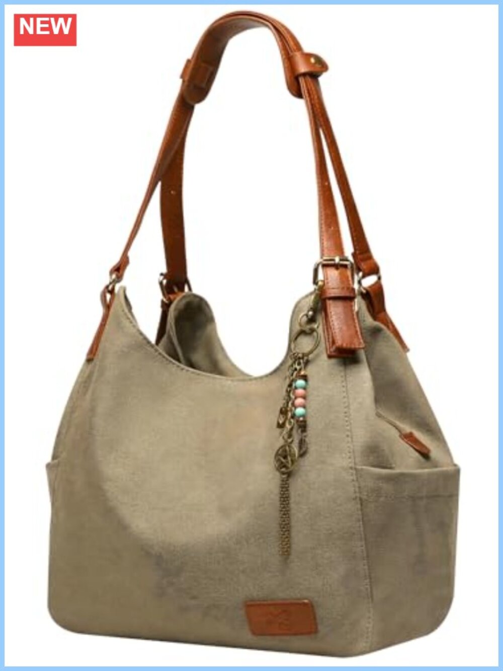 Canvas Hobo Purse Multi Pocket Tote Shopper Shoulder Bag Top Handle Handbag